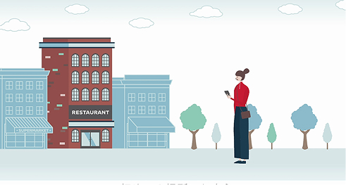 クルマを降りた後はアプリが目的地までご案内。ドライブルートも徒歩ルートも快適にご案内します。