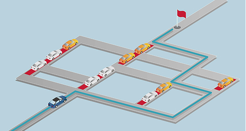 『最速ルート探索』なら最新の交通情報をナビにダウンロード。渋滞や規制をリアルタイムで把握。目的地までの、最も早いルートでナビゲーション。
