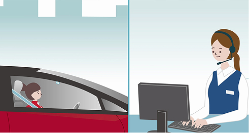 クルマの故障時、ボタンひとつでオペレータにつながります