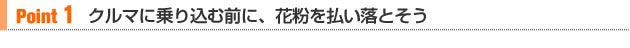 【Point 1】クルマに乗り込む前に、花粉を払い落とそう
