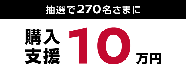 抽選で270名さまに購入支援10万円
