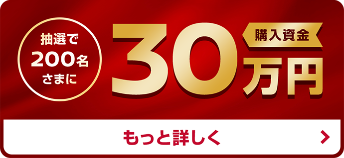 抽選で200名さまに30万円購入資金 | もっと詳しく