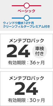 メンテプロパック24 (車検付き)有効期限：36ヶ月／メンテプロパック24 有効期限：30ヶ月