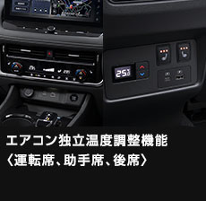 エアコン独立温度調整機能〈運転席、助手席、後席〉