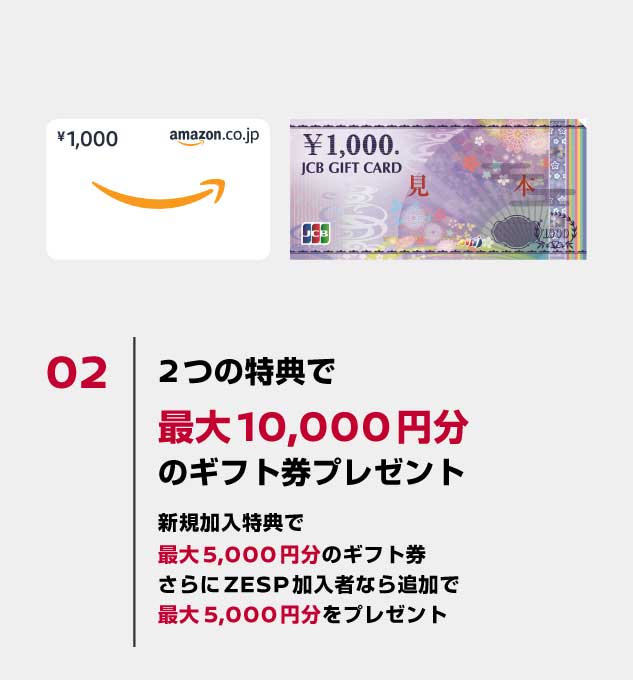 2つの特典で、最大10,000円分のギフト券プレゼント